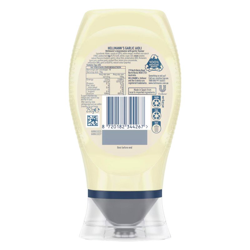 [Expiry Date: 08/12/2026] Hellmann's Pub Style Garlic Aioli 252g
