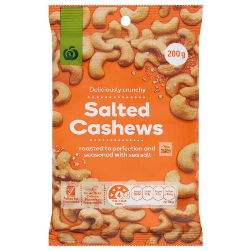 [Expiry: 29/10/2026] Woolworths Salted Cashews 200g  | Oz Mart