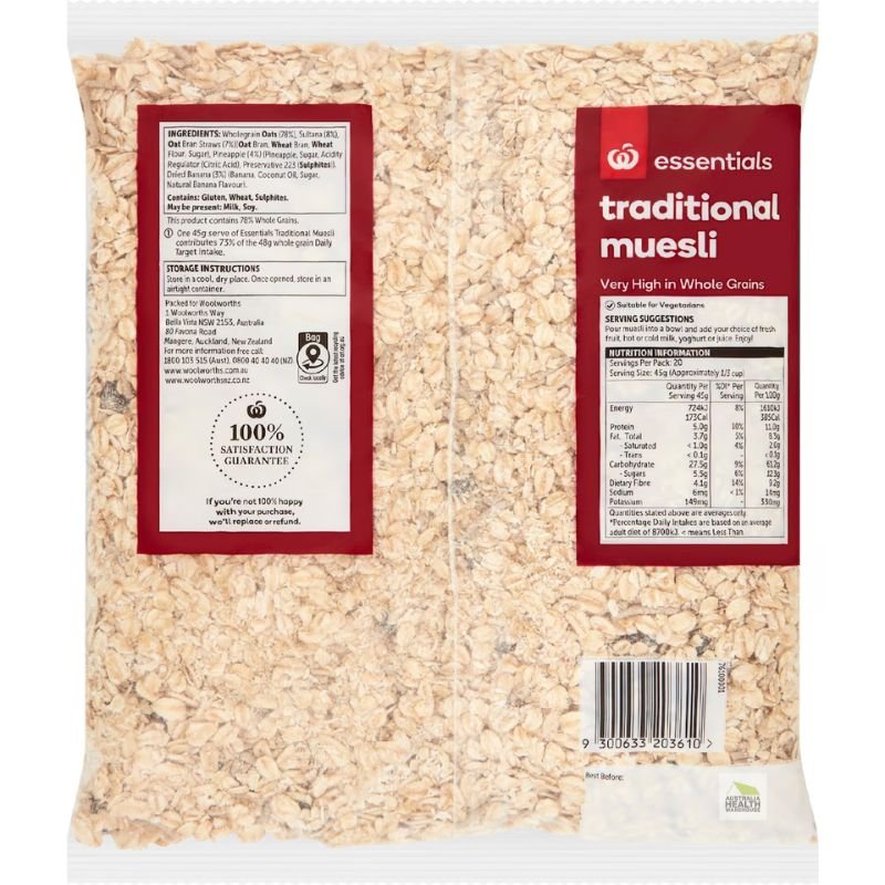 [Expiry Date: 19/09/2026] Woolworths Traditional Muesli 900g