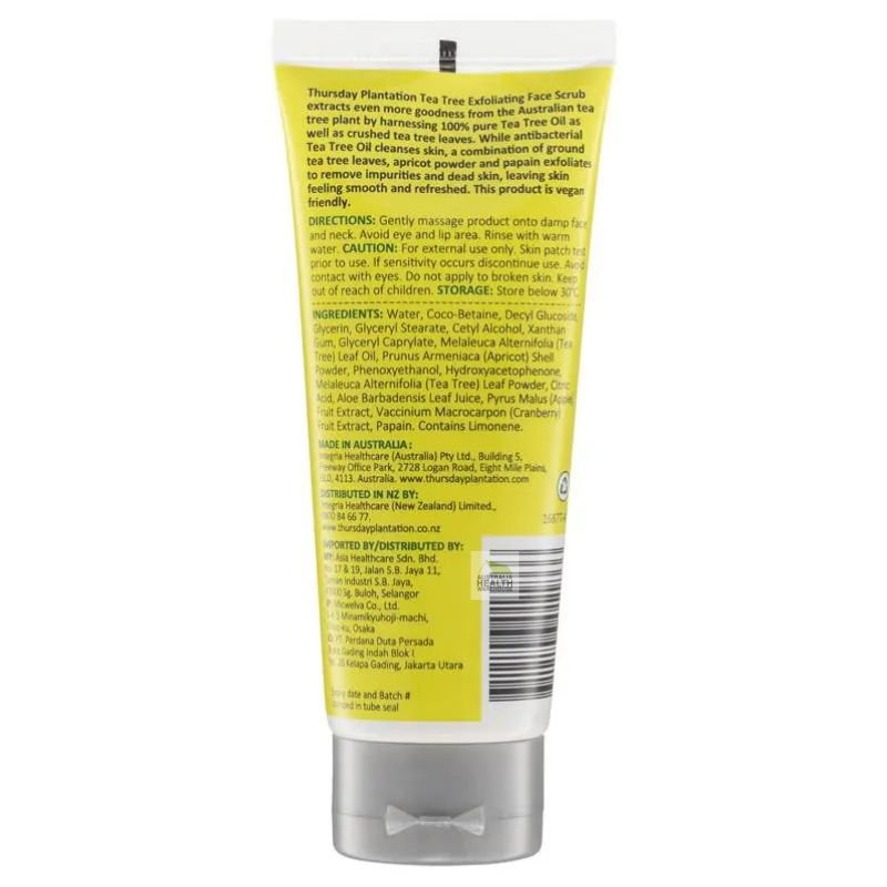 [Expiry: 11/2026] Thursday Plantation Tea Tree Exfoliating Face Scrub for Acne 100mL