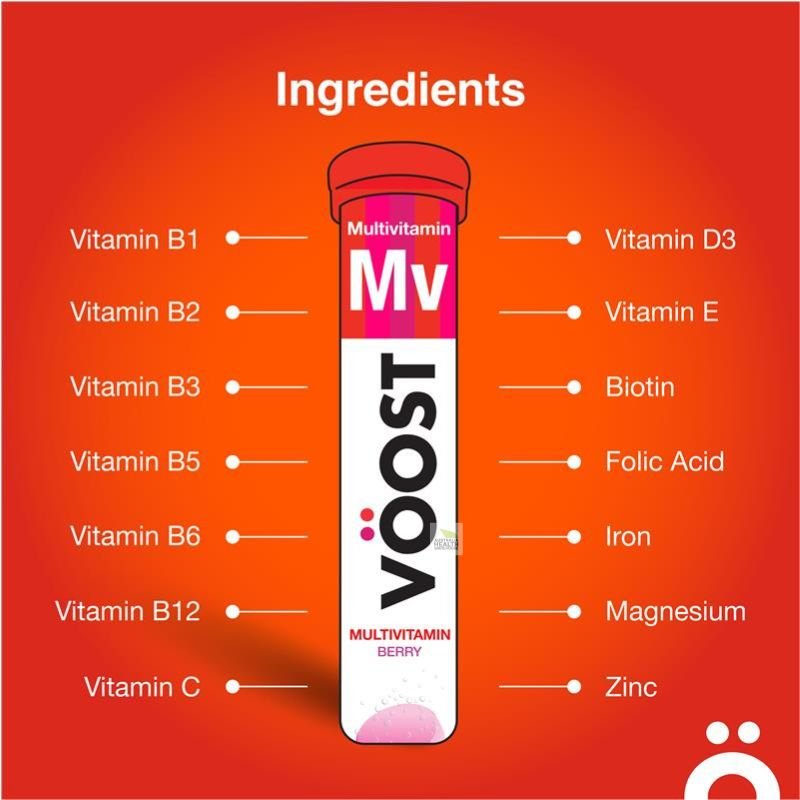 [CLEARANCE Expiry: 10/2024] Voost Multivitamin Effervescent Berry 20 Tablets