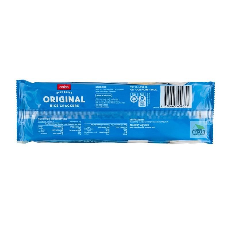 [CLEARANCE Expiry: 10/10/2025] Coles Original Plain Rice Crackers 100g
