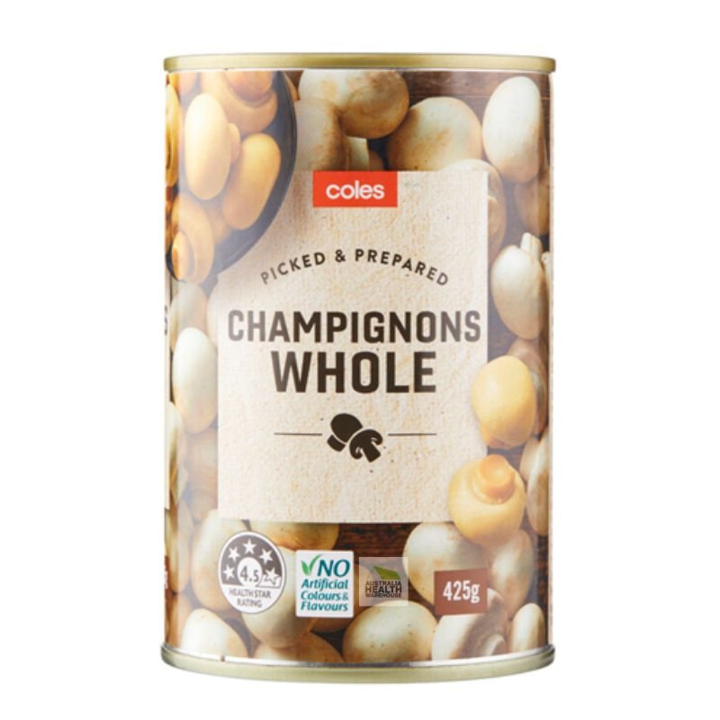 [Expiry Date: 27/02/2028] Coles Whole Champignons 425g