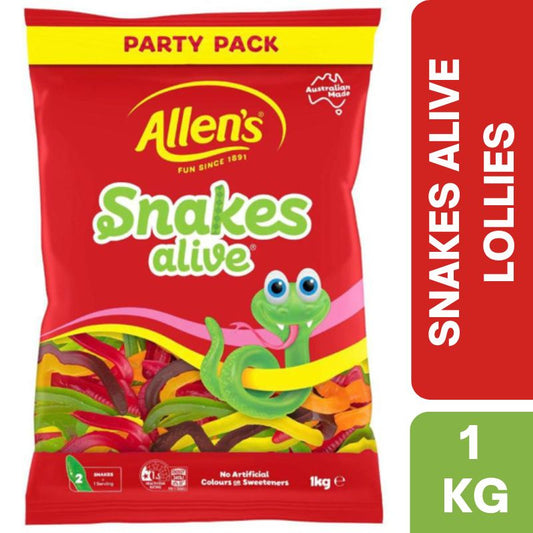 [Expiry Date: 28/02/2027] Allen's Snakes Alive Lollies Party Pack 1kg