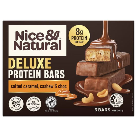Nice & Natural Deluxe Protein Bar Salted Caramel Cashew & Choc 5 Pack 200g