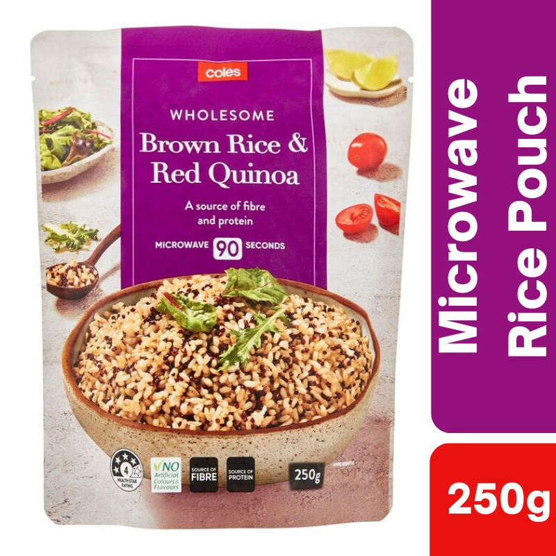 [Expiry Date: 27/03/2027] Coles Wholesome Brown Rice & Red Quinoa Microwave Rice 250g
