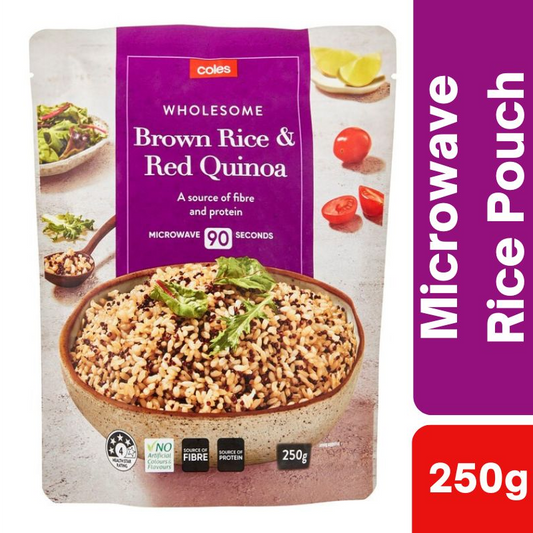 [CLEARANCE Expiry Date: 06/03/2026] Coles Wholesome Brown Rice & Red Quinoa Microwave Rice 250g