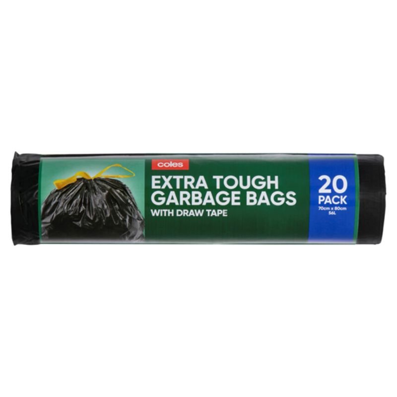 Coles Extra Tough Garbage Bags with Draw-Tape 20 Pack