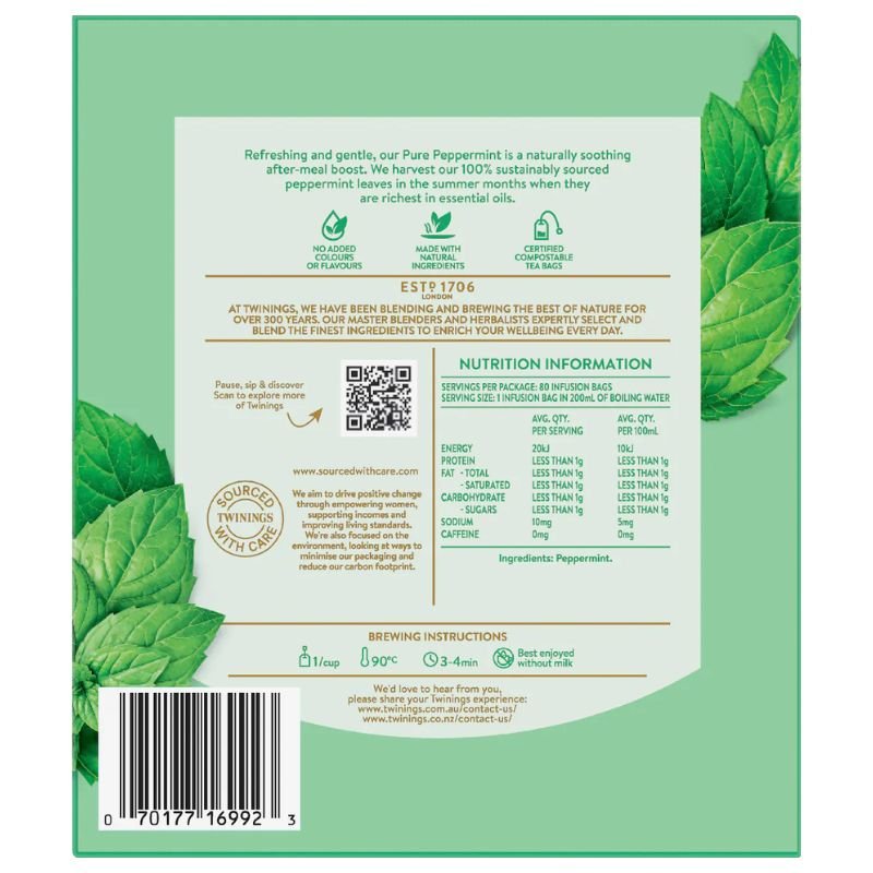 [Expiry Date: 29/01/2029] Twinings Pure Peppermint Tea Bags 80 Pack