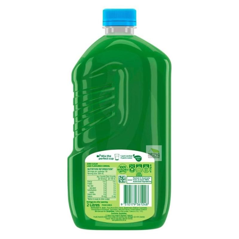 [Expiry Date: 26/10/2026] Golden Circle Zero Sugar Lime Flavour Cordial 2 Litre