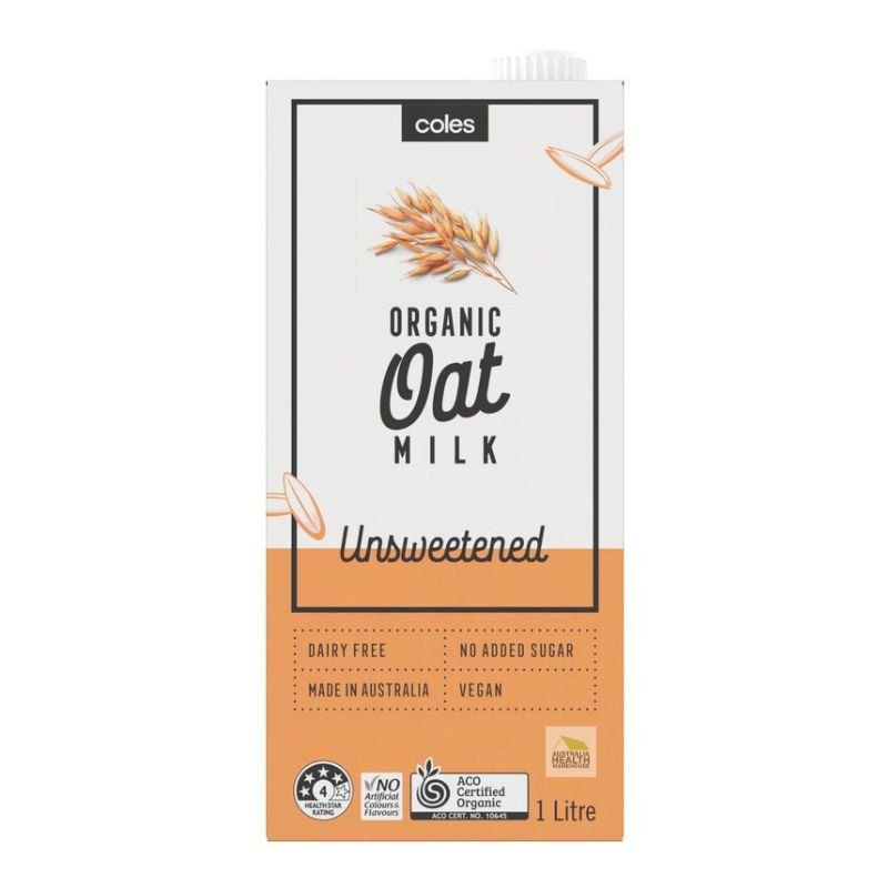 Coles Organic Oat Milk Unsweetened 1 Litre
