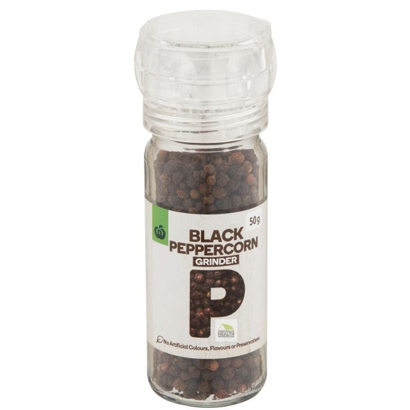 [Expiry: 04/2027] Woolworths Black Peppercorn Grinder 50g
