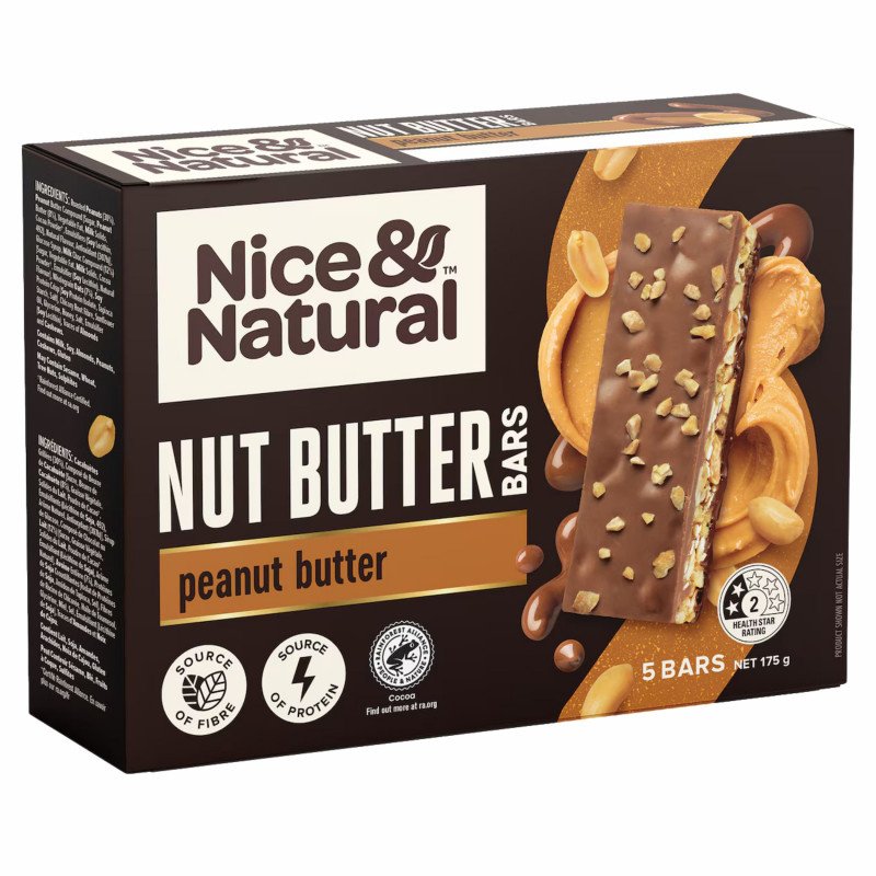 [Expiry Date: 02/12/2026] Nice & Natural Nut Butter Bars Peanut Butter 5 Pack 175g