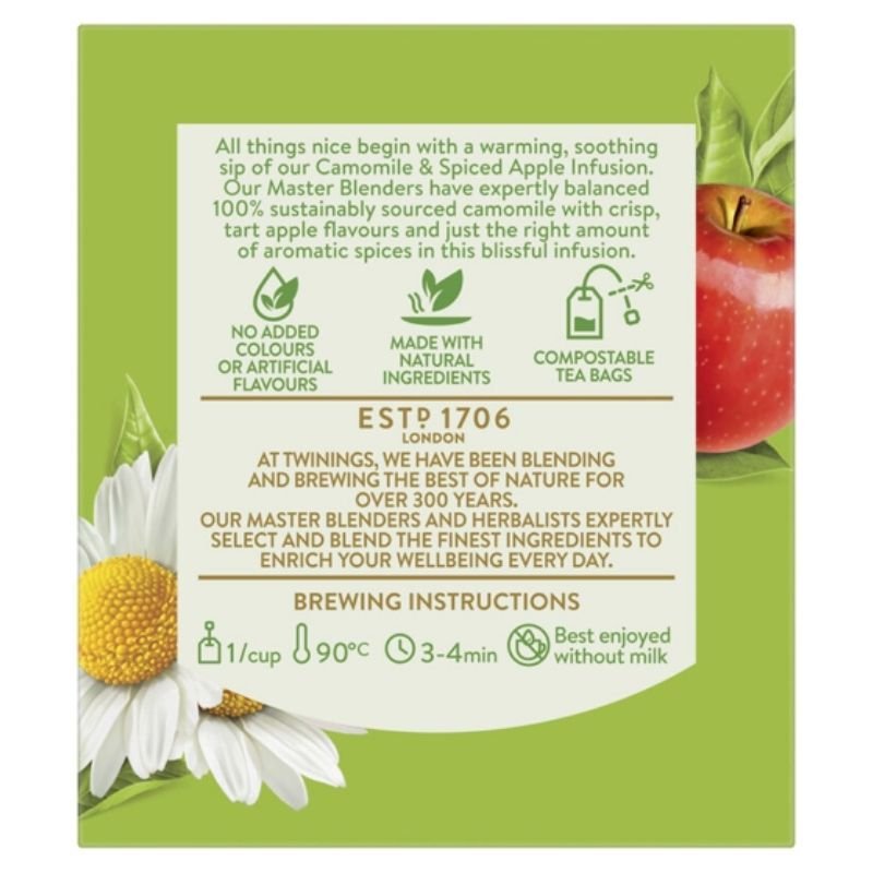 [Expiry: 04/09/2028]  Twinings Infused Camomile & Spiced Apple Tea Bags 10 pack