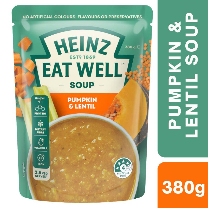 [Expiry Date: 19/02/2027] Heinz Eat Well Soup Pouch Pumpkin & Lentil 380g