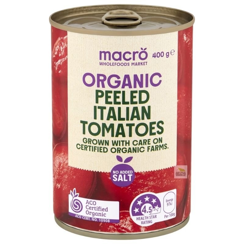 Woolworths Macro Organic Peeled Italian Tomatoes 400g