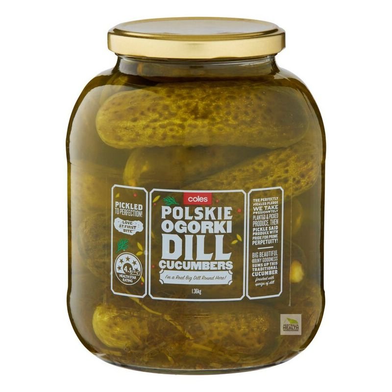 [Expiry: 01/08/2027] Coles Polski Orgorki Dill Cucumbers 1.36Kg