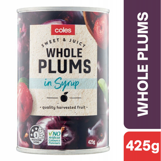 [Expiry: 07/2028] Coles Pitted Black Cherries In Syrup 425g