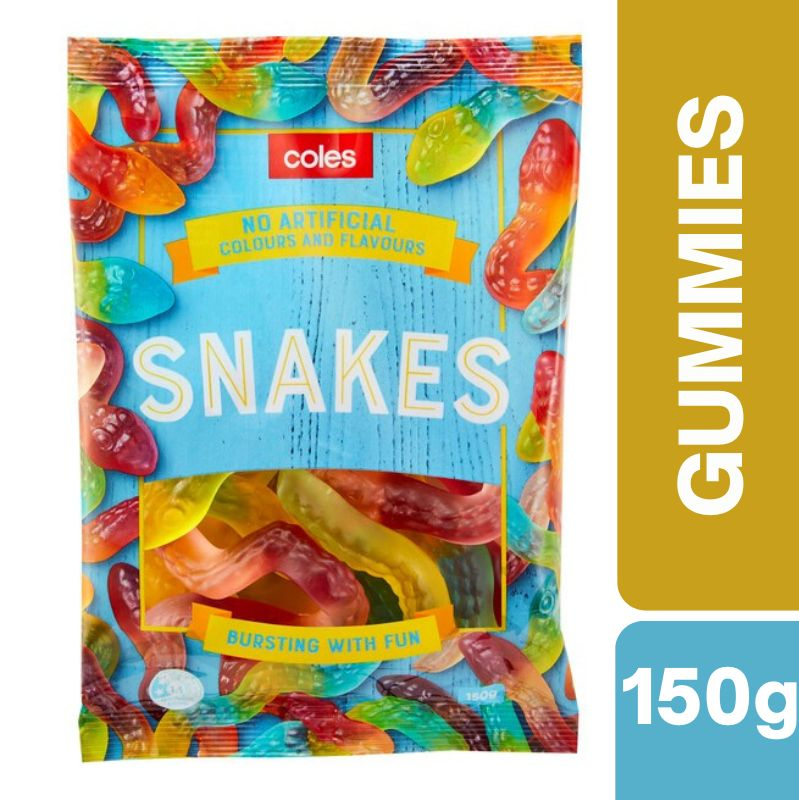 [CLEARANCE Expiry Date: 05/06/2026] Coles Snakes Lollies 150g
