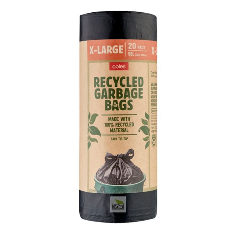 Coles Recycled Garbage Bags with Easy Tie Top 20 Pack