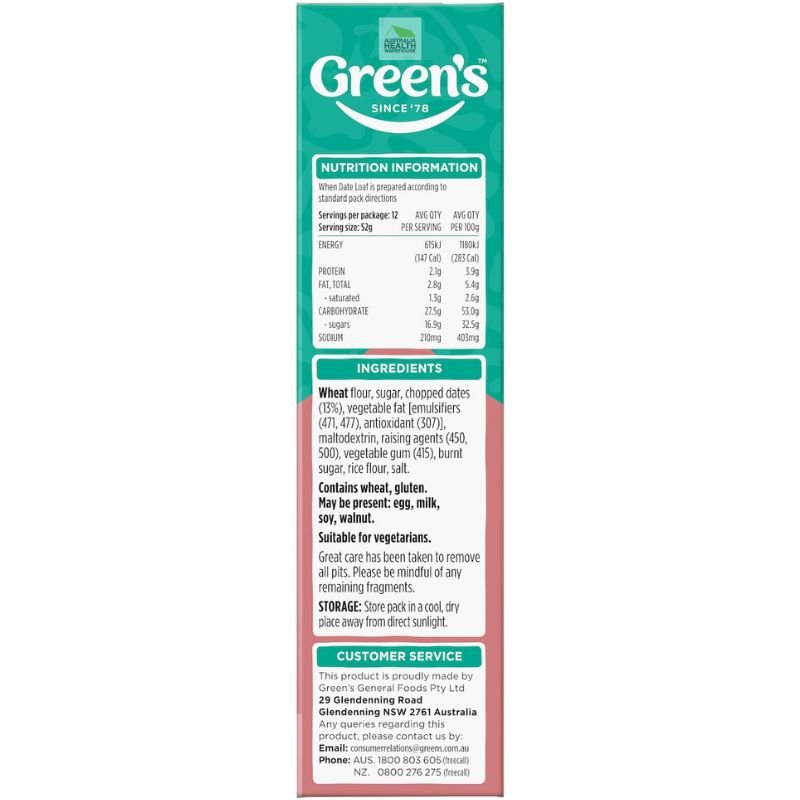 Green's Date Loaf Mix 415g