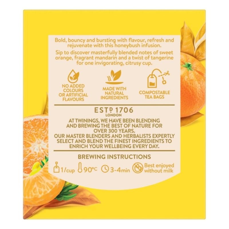 [Expiry: 10/09/2028] Twinings Honeybush Orange Mandarin Tea Bags 10 pack