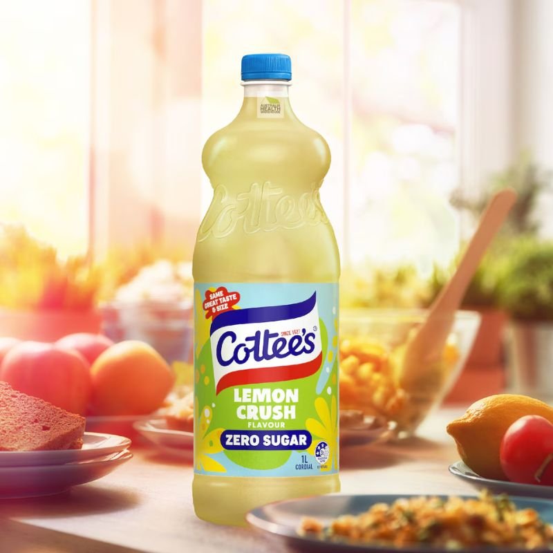 Cottee's Lemon Crush Zero Sugar Cordial 1 Litre