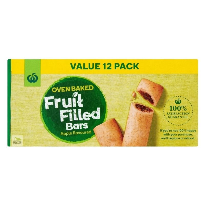 Woolworths Oven Baked Fruit Filled Bars Apple Flavoured 12 Pack
