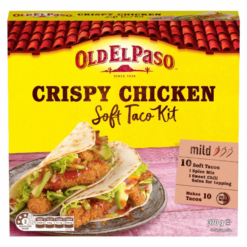 [Expiry Date: 09/03/2027] Old El Paso Taco Soft Crispy Chicken Dinner Kit Mexican Style 370g