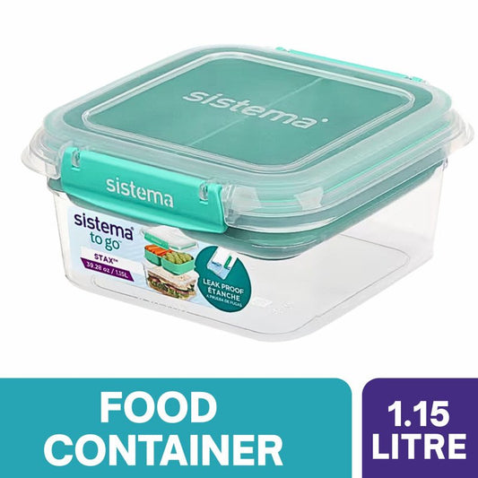 Sistema To Go Rectangle Stax Food Container 1.15 Litre (Green)