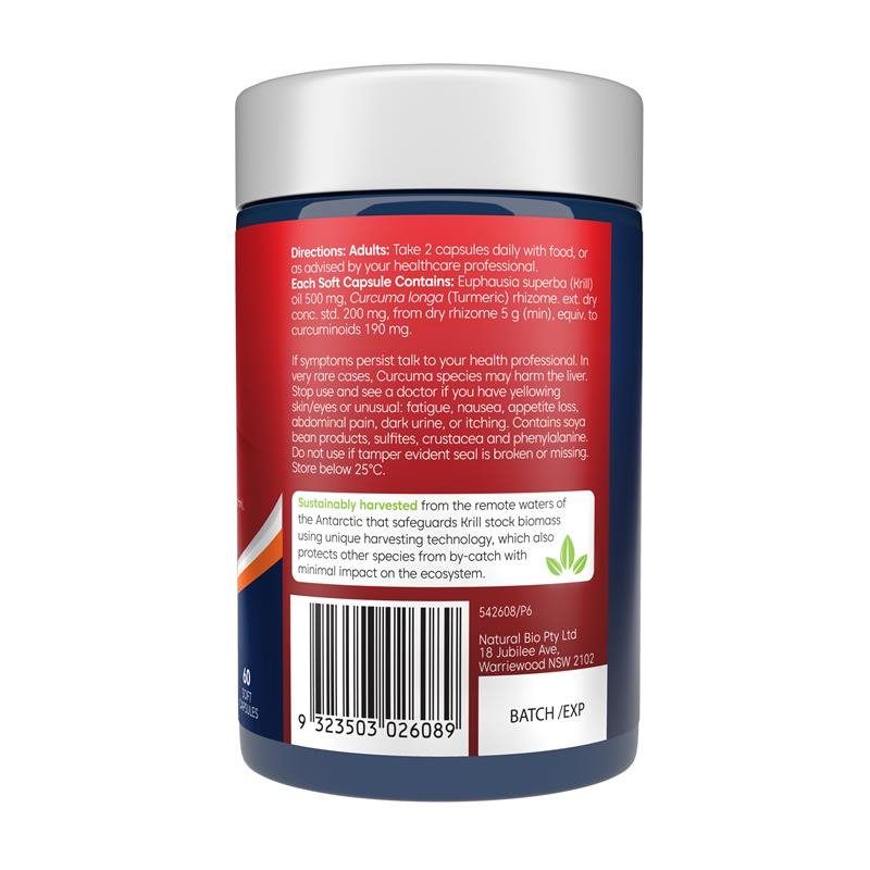 [Expiry: 08/2027] Bioglan Red Krill Oil Plus Curcumin 60 Capsules