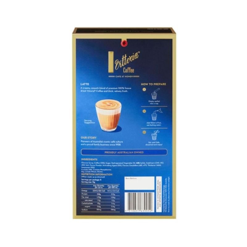 [Expiry: 10/09/2027] Vittoria Latte Coffee Sachets 8 Pack