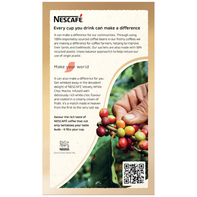 [Expiry Date: 06/2027] Nescafe Velvety White Choc Mocha Coffee Sachets 8 Pack