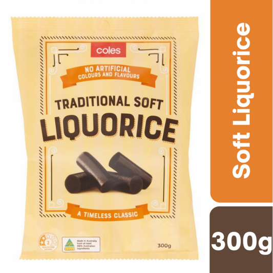 [Expiry: 05/01/2027] Coles Traditional Soft Liquorice 300g