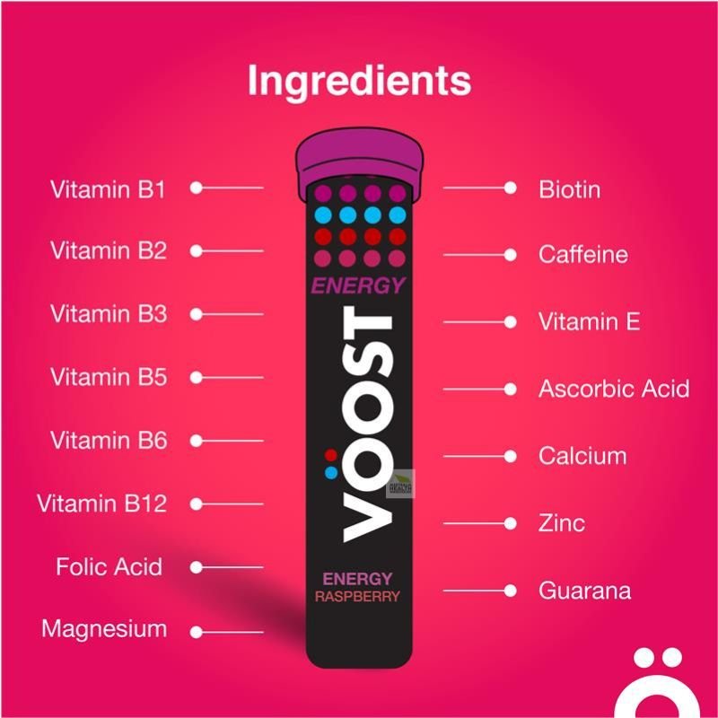 [CLEARANCE Expiry: 10/2024] Voost Energy Effervescent Raspberry 20 Tablets