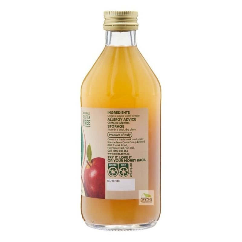 [Expiry Date: 04/2026] Coles Certified Organic Apple Cider Vinegar 500mL