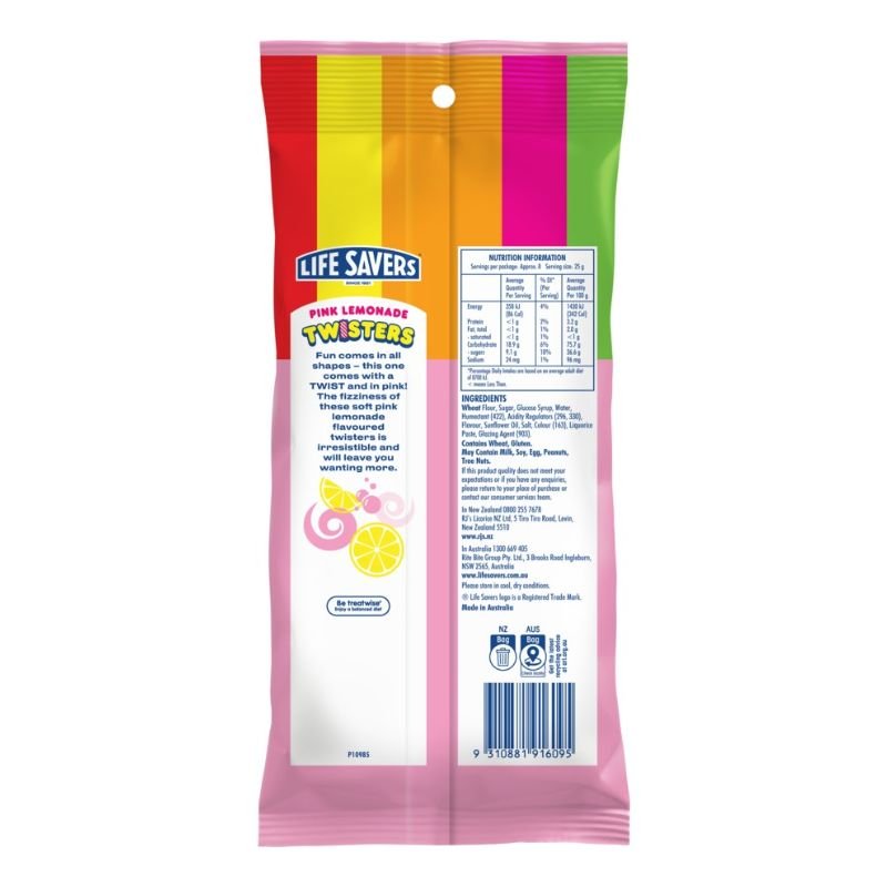 [CLEARANCE Expiry: 08/09/2026] Life Savers Twisters Pink Lemonade 205g