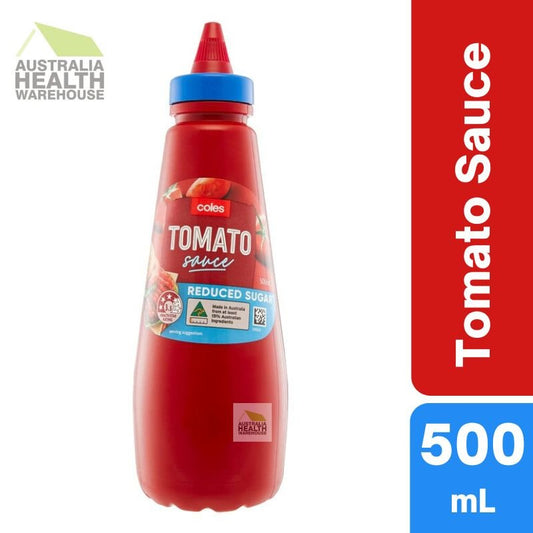 [CLEARANCE Expiry: 25/11/2025] Coles Tomato Sauce Reduced Sugar 500mL