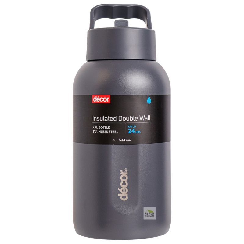 Decor Insulated Double Wall XXL Stainless Steel Bottle 2 Litre (GREY)