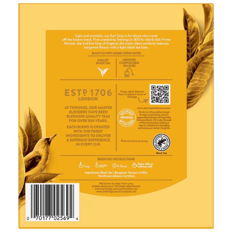 [Expiry Date: 06/12/2028] Twinings Earl Grey Tea Bags 100 Pack