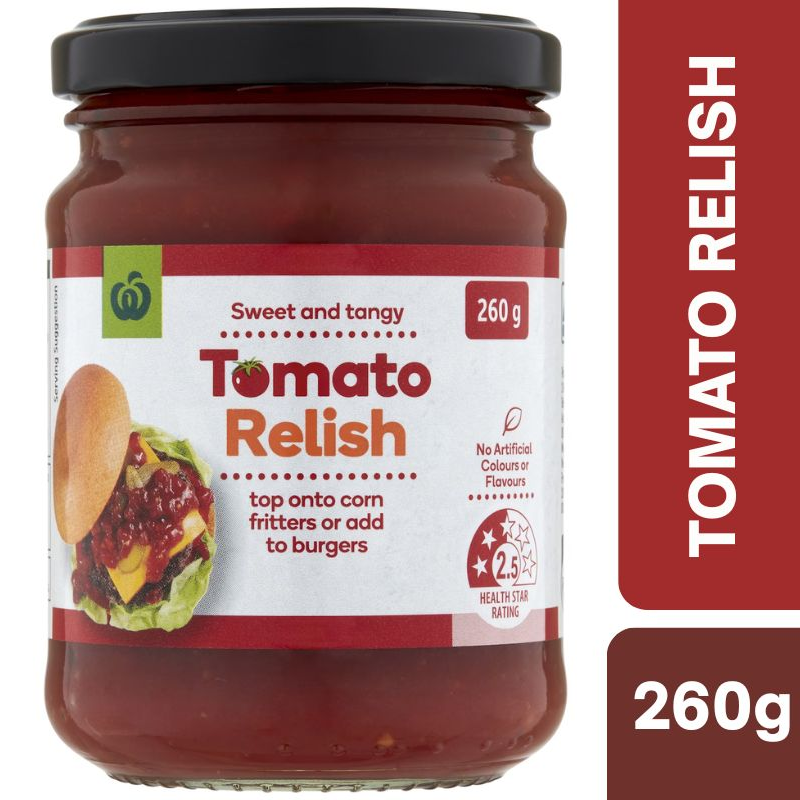 [Expiry Date: 10/08/2027] Woolworths Tomato Relish 260g