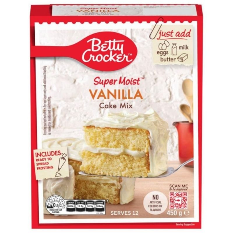[Expiry Date: 13/06/2027] Betty Crocker Super Moist Vanilla Cake Mix 450g