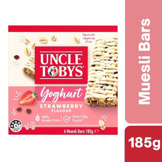 [CLEARANCE Expiry: 26/10/2026] Uncle Tobys Muesli Bars Yoghurt Strawberry 6 Pack 185g