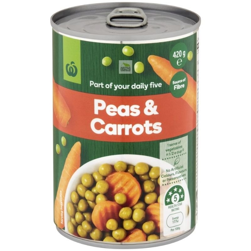 [Expiry: 30/09/2028] Woolworths Peas & Carrots 420g