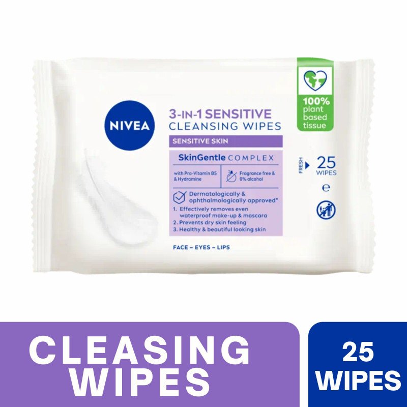 [Expiry Date: 22/09/2028] Nivea 3-in-1 Sensitive Cleansing 25 Wipes