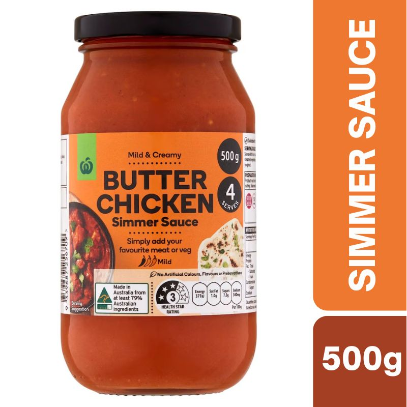 [Expiry Date: 24/01/2027] Woolworths Butter Chicken Simmer Sauce 500g|Oz Mart