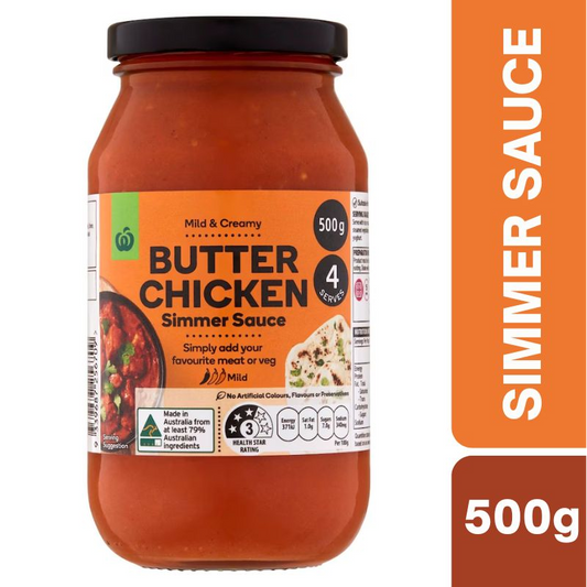 [Expiry Date: 24/01/2027] Woolworths Butter Chicken Simmer Sauce 500g|Oz Mart
