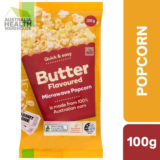 [Expiry: 02/06/2026] Woolworths Microwave Popcorn Butter Flavoured 100g