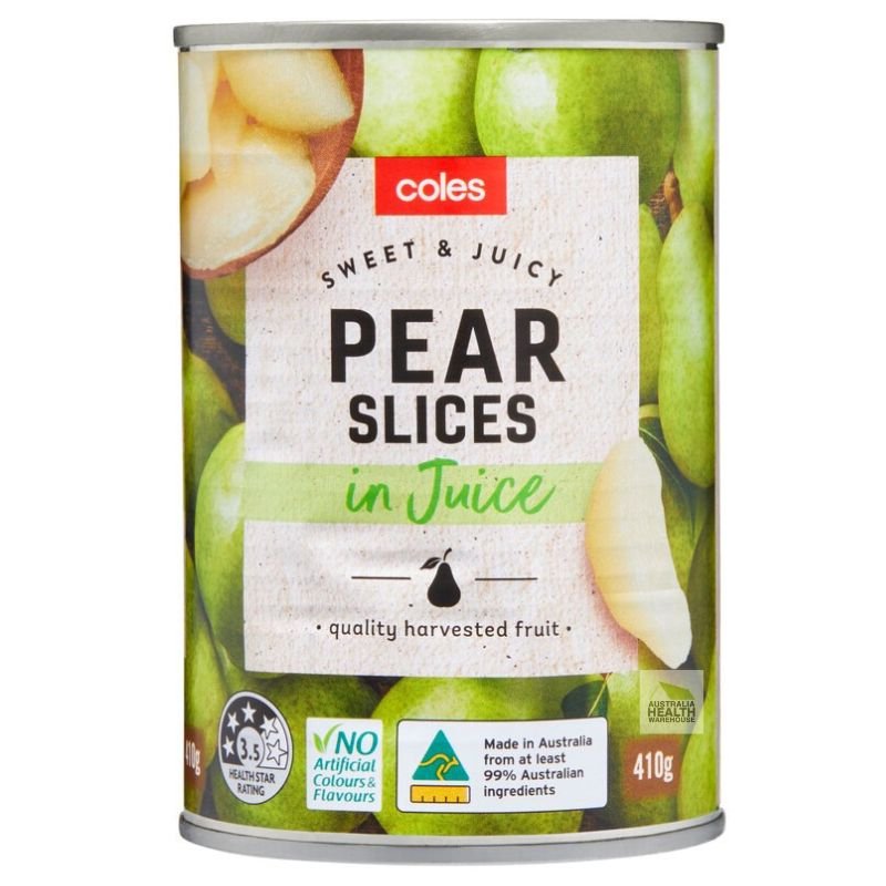 [Expiry Date: 04/2028] Coles Australian Pear Slices in Juice 410g