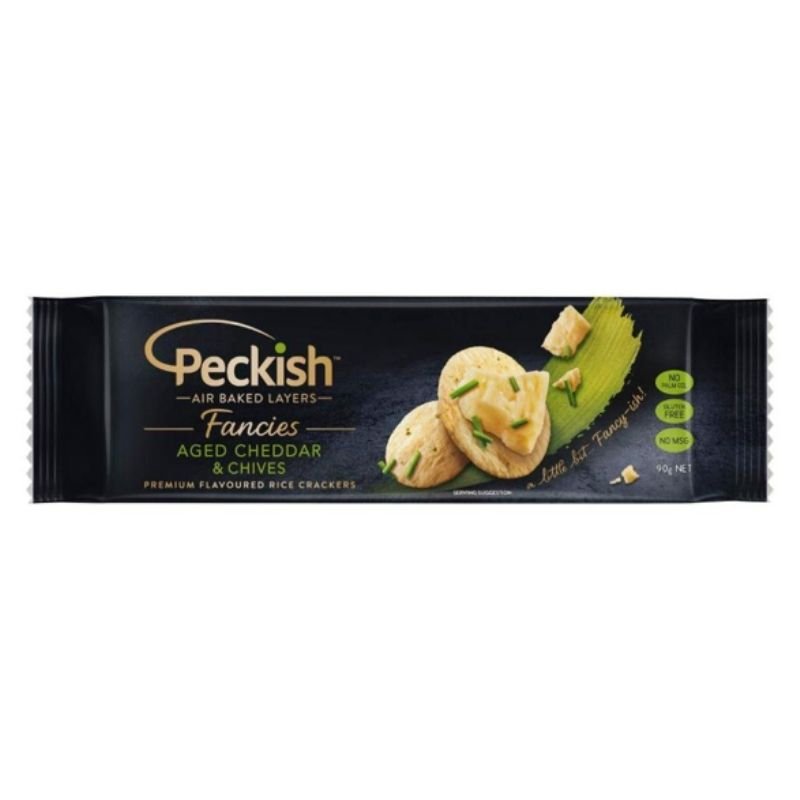 Peckish Fancies Aged Cheese & Chives Rice Crackers 90g